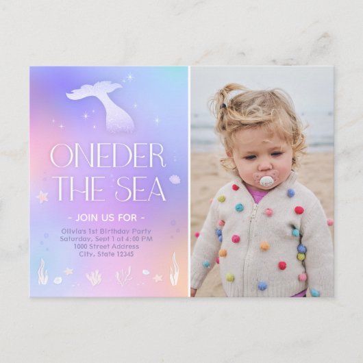Oneder het Zee Whimsical Sparkly Mermaid Verjaarda Briefkaart (Voorkant)