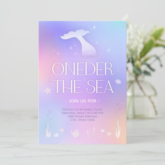 Oneder het Zee Whimsical Sparkly Mermaid Verjaarda Kaart (Staand voorkant)
