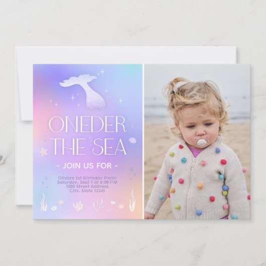 Oneder het Zee Whimsical Sparkly Mermaid Verjaarda Kaart (Voorkant)