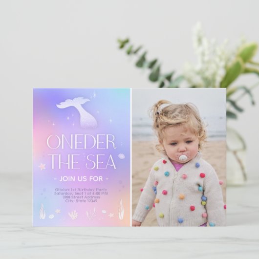 Oneder het Zee Whimsical Sparkly Mermaid Verjaarda Kaart (Staand voorkant)