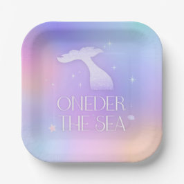 Oneder het Zee Whimsical Sparkly Mermaid Verjaarda Papieren Bordje
