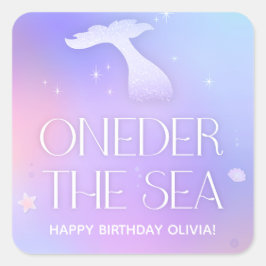 Oneder het Zee Whimsical Sparkly Mermaid Verjaarda Vierkante Sticker