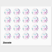 Oneder Het Zee Zeemeermin 1e Verjaardag Roze Paars Ronde Sticker (Vel)