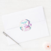 Oneder Het Zee Zeemeermin 1e Verjaardag Roze Paars Ronde Sticker (Envelop)