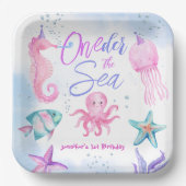ONEder Het Zee Zeemeermin 1e verjaardag Schattigee Papieren Bordje (Voorkant)