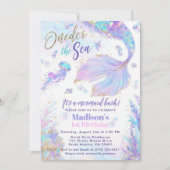Oneder het Zee Zeemeermin 1e Verjaardag Uitnodigin Kaart (Voorkant)