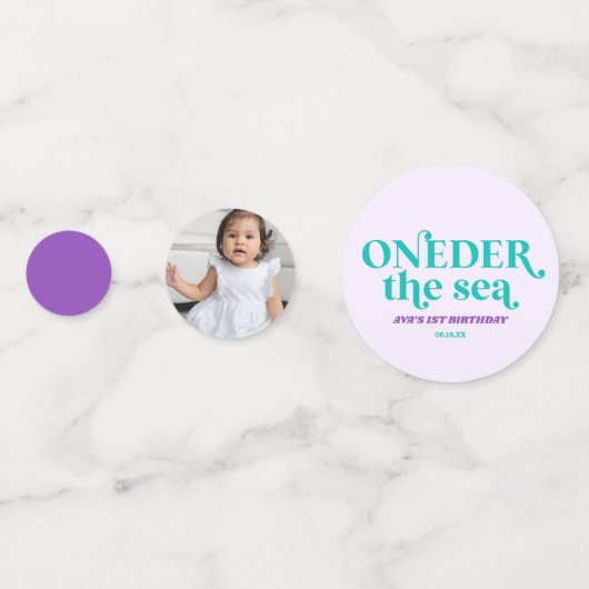ONEder Het Zee Zeemeermin 1e Verjaardagsfeest Confetti (Achterkanten)