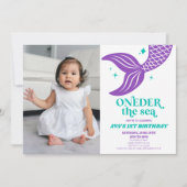 ONEder Het Zee Zeemeermin 1e Verjaardagsfeest Kaart (Voorkant)