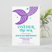 ONEder Het Zee Zeemeermin 1e Verjaardagsfeest Kaart (Staand voorkant)