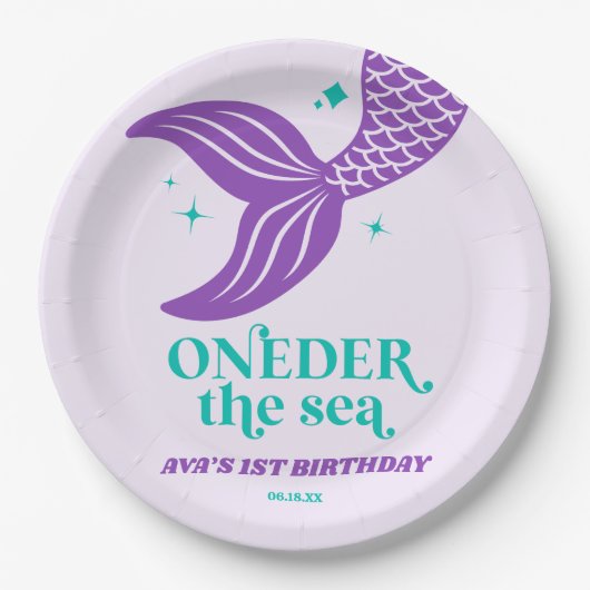 ONEder Het Zee Zeemeermin 1e Verjaardagsfeest Papieren Bordje (Voorkant)
