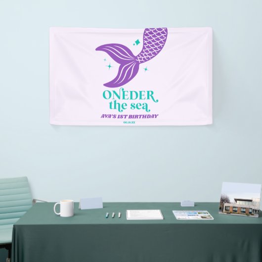 ONEder Het Zee Zeemeermin 1e Verjaardagsfeest Spandoek (Beurs)