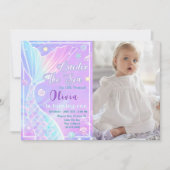 ONEder Het Zee Zeemeermin 1e Verjaardagsfoto Kaart (Voorkant)