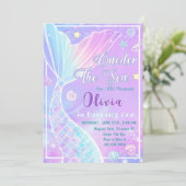 ONEder Het Zee Zeemeermin 1e Verjaardagsuitnodigin Kaart (Staand voorkant)