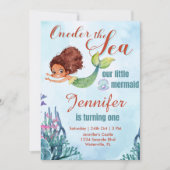 Oneder het zee zeemeermin Brown 1st verjaardagsmei Kaart (Voorkant)