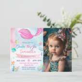 Oneder Het Zee Zeemeermin Foto 1e Verjaardag Kaart (Staand voorkant)