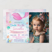 Oneder Het Zee Zeemeermin Foto 1e Verjaardag Kaart (Voorkant / Achterkant)