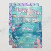 Oneder het Zee Zeemeermin Kasteel 1e Verjaardagsfe Kaart (Voorkant / Achterkant)