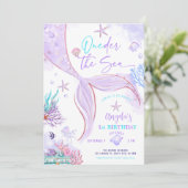 ONEder het Zee Zeemeermin Paarse Blauwgroen Eerste Kaart (Staand voorkant)