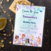 Oneder het zee zeemeermin schattig kinder blauw 1e kaart