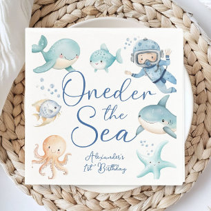 ONEder The Sea 1e verjaardag jongen Schattige blau Servet