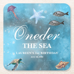 Oneder The Sea 1e Verjaardag Kartonnen Onderzetters