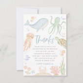 Oneder The Sea 1e Verjaardag Oceaan Bedankkaart Kaart (Voorkant)