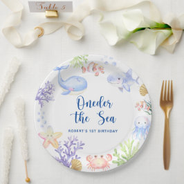 Oneder The Sea 1e verjaardag onder de zee Papieren Bordje
