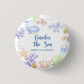 Oneder The Sea 1e Verjaardag Onder De Zee Ronde Button 3,2 Cm (Voorkant)