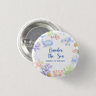 Oneder The Sea 1e Verjaardag Onder De Zee Ronde Button 3,2 Cm