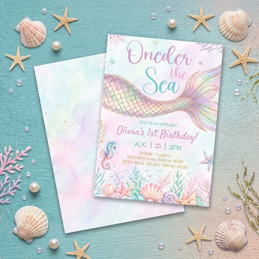 Oneder The Sea 1e verjaardagsfeest uitnodiging