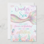Oneder The Sea 1e verjaardagsfeest uitnodiging (Voorkant)