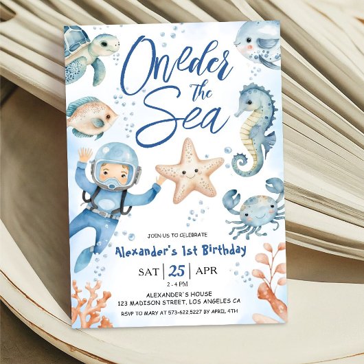 ONEder The Sea! 1st Birthday Boy Cute Ocean Kaart