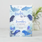 Oneder The Sea 1st Birthday Invitation Kaart (Staand voorkant)