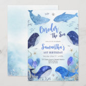 Oneder The Sea 1st Birthday Invitation Kaart (Voorkant / Achterkant)