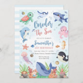 Oneder The Sea 1st Birthday Invitation Kaart (Voorkant / Achterkant)