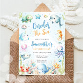 Oneder The Sea 1st Birthday Invitation Kaart