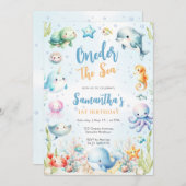 Oneder The Sea 1st Birthday Invitation Kaart (Voorkant / Achterkant)