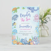 Oneder The Sea 1st Birthday Invitation Kaart (Staand voorkant)