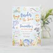 Oneder The Sea 1st Birthday Invitation Kaart (Staand voorkant)