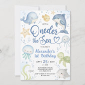 Oneder The Sea 1st Birthday Party Kaart (Voorkant)