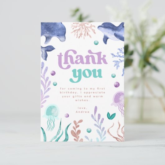 Oneder the Sea Birthday Bedankkaart (Staand voorkant)