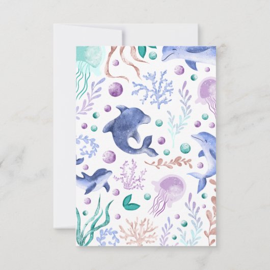 Oneder the Sea Birthday Bedankkaart (Achterkant)