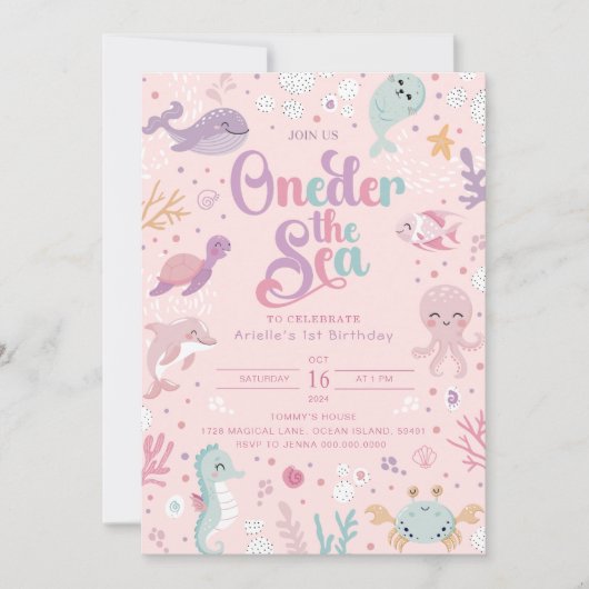 Oneder the Sea Birthday Invitation. Ocean Birthday Kaart (Voorkant)
