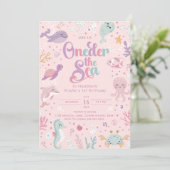 Oneder the Sea Birthday Invitation. Ocean Birthday Kaart (Staand voorkant)