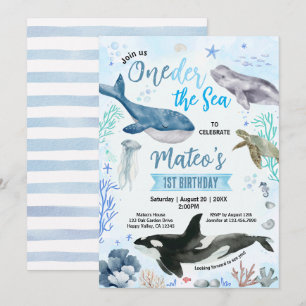 Oneder The Sea Boy 1e Verjaardag Blauwe Oceaan Kaart