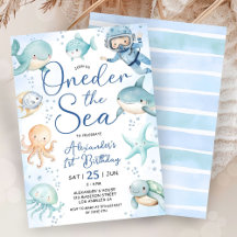 ONEder The Sea Boy 1st Birthday Cute Blue Ocean