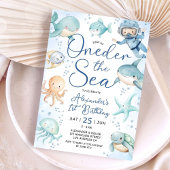 ONEder The Sea Boy 1st Birthday Cute Blue Ocean  Kaart