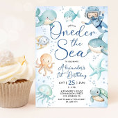 ONEder The Sea Boy 1st Birthday Cute Blue Ocean  Kaart