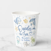 ONEder The Sea Boy 1st birthday Cute Ocean Papieren Bekers (Achterkant)