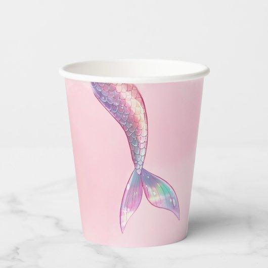 Oneder The Sea Flower Glitter Mermaid Tail  Papieren Bekers (Achterkant)